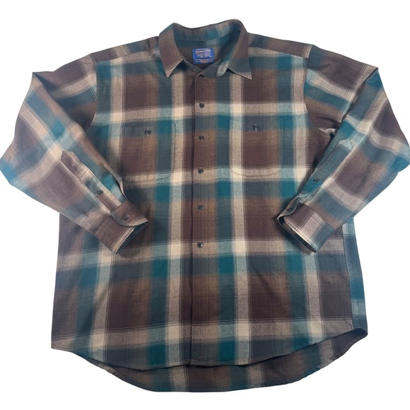 Vintage Pendleton 100% Virgin Wool Plaid Flannel Shirt Jacket Men's XL
